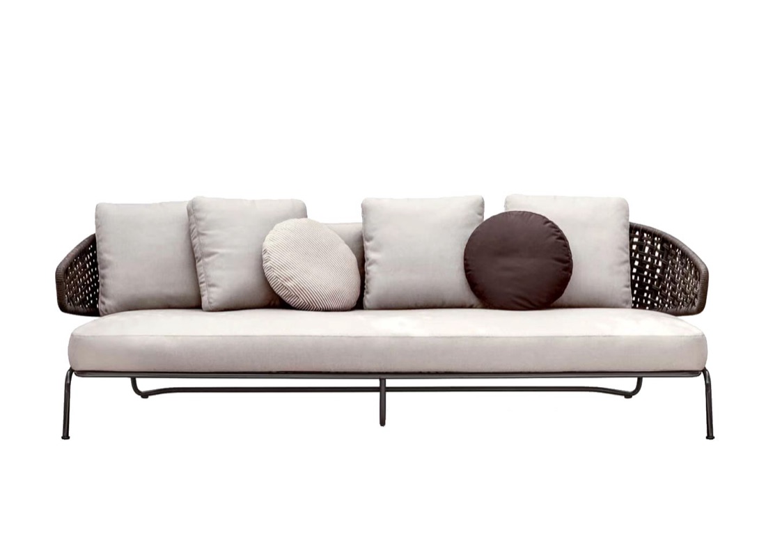 Rattan sofa sample for a hospitality interior