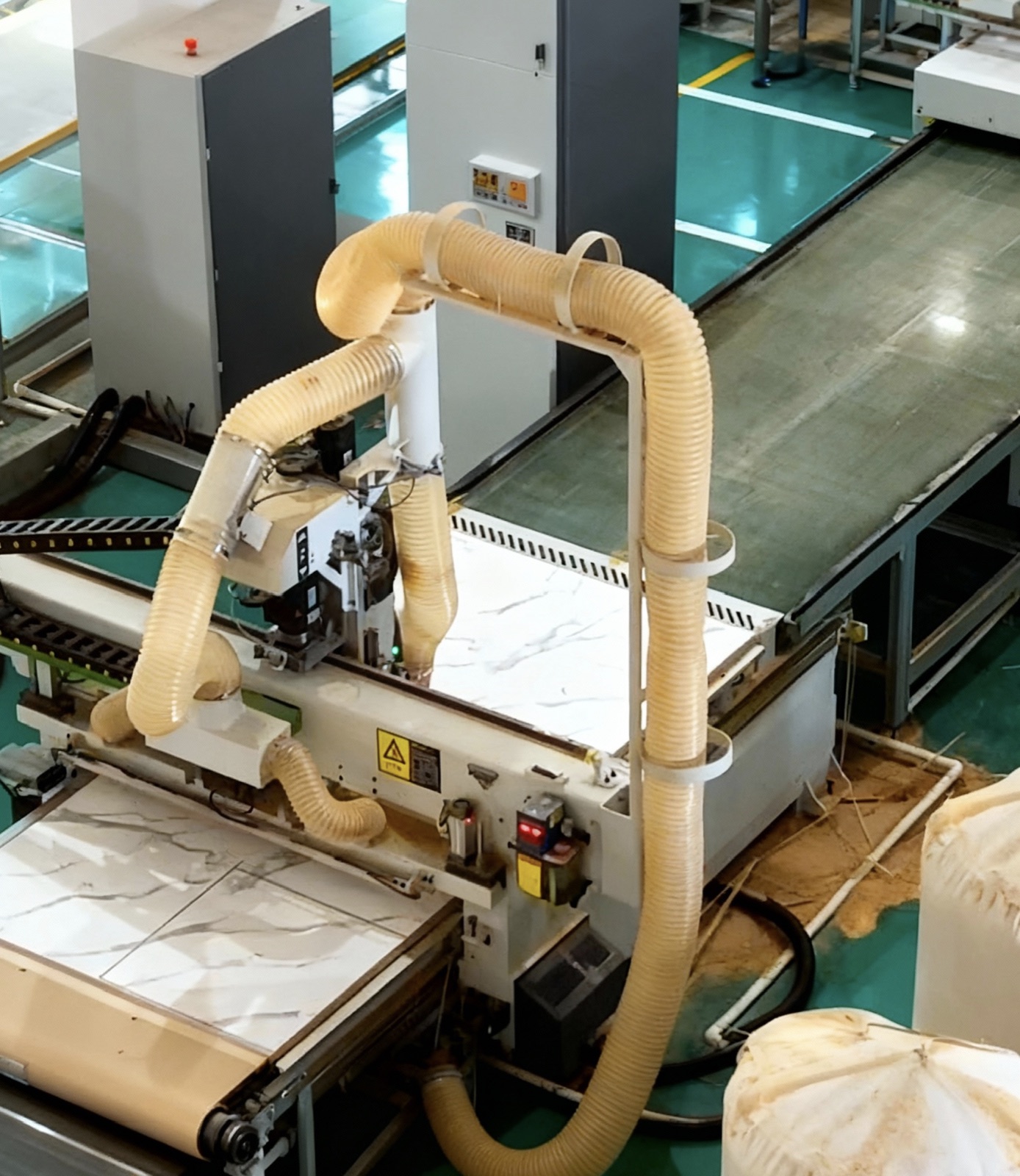 Factory production line and material finishing equipment